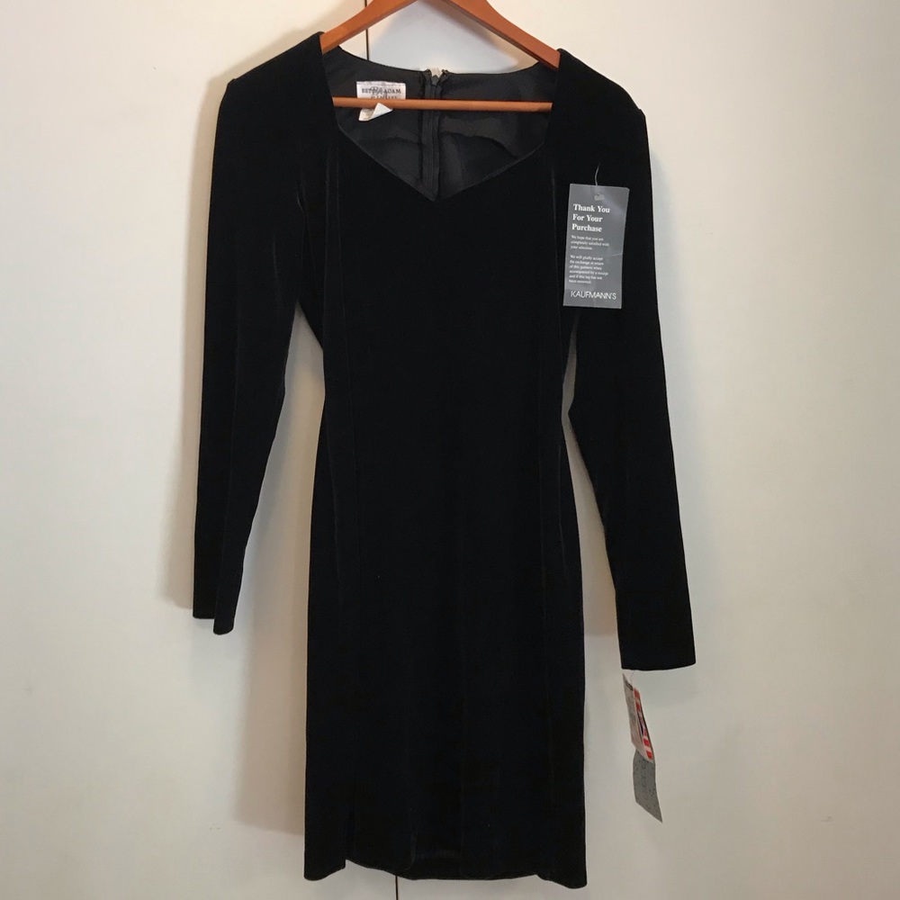 Vintage 90s Black velvet midi dress